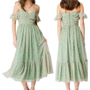 Fauna Cold Shoulder Midi Dress BARDOT green floral